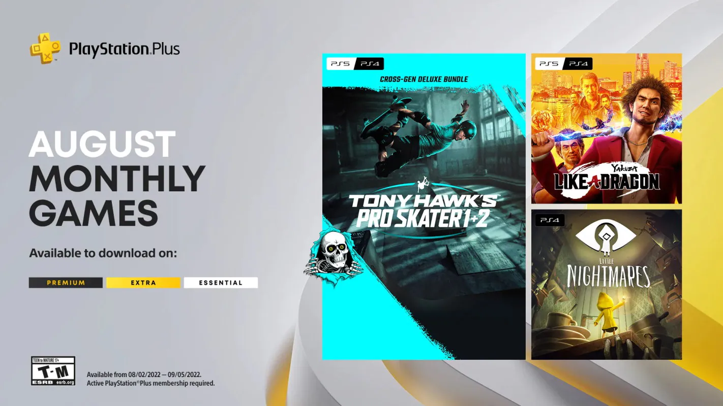 PlayStation Plus August 2022 Free Games Include Yakuza: Like a Dragon, Tony Hawk’s Pro Skater 1+2, Little Nightmares
